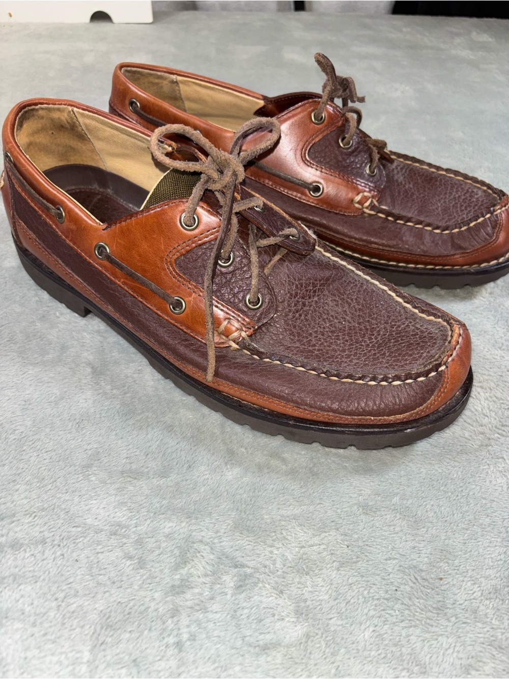 L.L.Bean Allagash 3-Eye Handsewn Moc Boat Shoes Brown Size 11.5